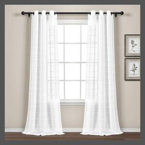 Lush Decor - Set of 2 (108"x38") Farmhouse Textured Grommet She White